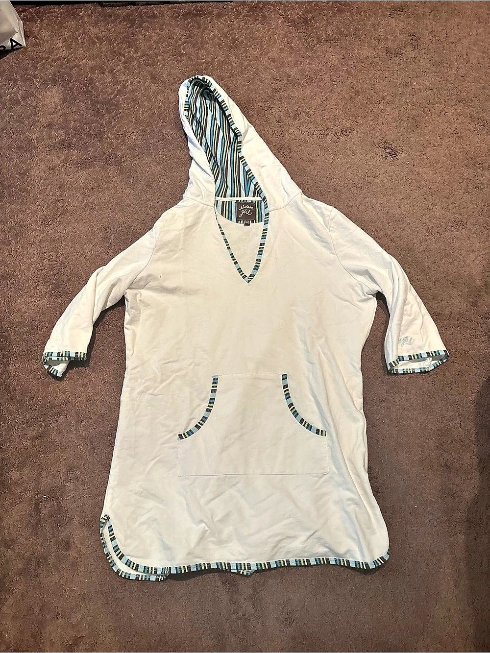 Chrissa Girl Striped Hooded Tunic Size XL NWT